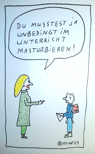 Cartoon: Masturbieren (medium) by Müller tagged masrurbieren,unterricht