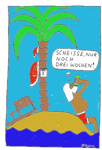 Cartoon: Nur noch drei Wochen (medium) by Müller tagged weihnachtsmann,insel,santaclaus,santa,island