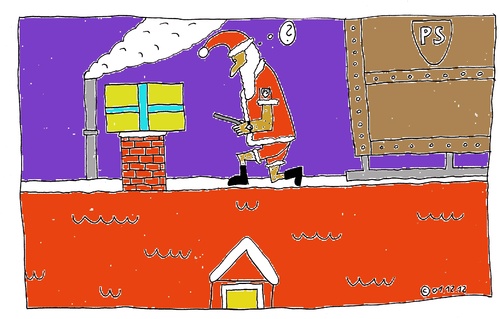 Cartoon: Parcel Service (medium) by Müller tagged parcelservice,santaclaus,santa,roof,parcel,weihnachtsmann,paketdienst,dach,paket