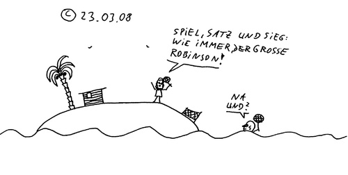 Cartoon: Robinson versus Donnerstag (medium) by Müller tagged tennis,robinson,donnerstag
