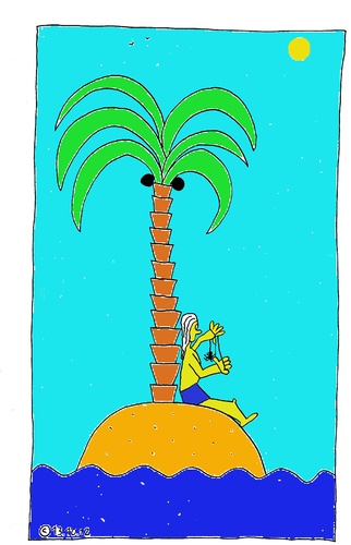 Cartoon: Robinsons Hobby (medium) by Müller tagged robinson,hobby,insel,spinne