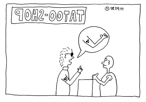 Cartoon: Tattoo-Shop (medium) by Müller tagged tattoo,blind