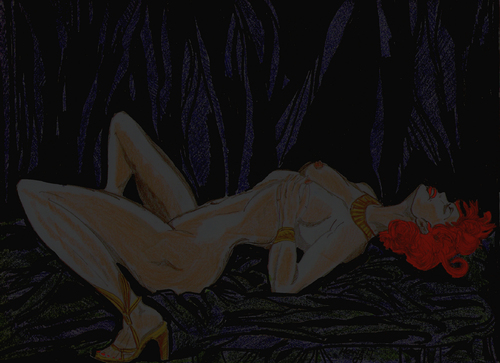 Cartoon: BLUE VELVET (medium) by Toonstalk tagged erotic,nude,sexy,redhead,model,sensual,sexual