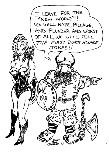 Cartoon: DUMB BLONDE VIKING (medium) by Toonstalk tagged first,dumb,blonde,joke