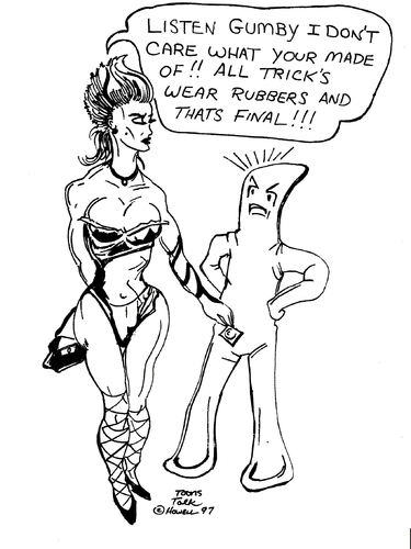 Cartoon: GUMBY AND HOOKER (medium) by Toonstalk tagged safesex,hooker,gumby