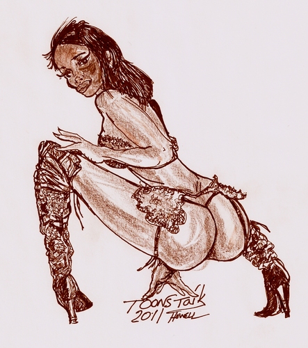 Cartoon: LEATHER AND LACE (medium) by Toonstalk tagged sexy,pinup,leather,lace,boots,sm,sensual,models
