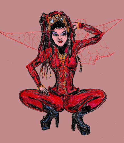Cartoon: The Red Widow (medium) by Toonstalk tagged latex,red,burlesque,performer,dancer,entertainer,corsett
