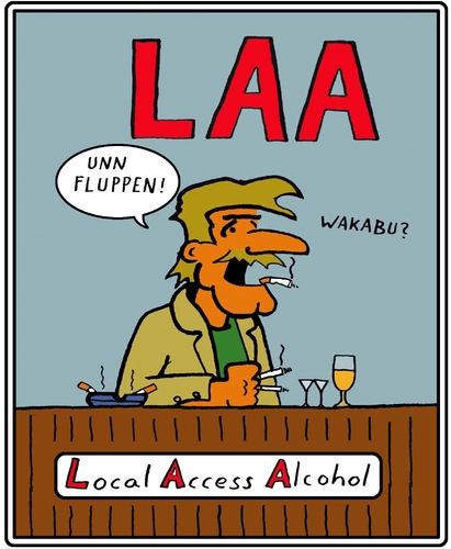 Cartoon: Local Access Alcohol (medium) by tiefenbewohner tagged alkohol,fluppen,zigaretten,bier
