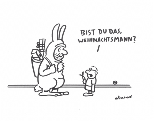 Cartoon: Osternmann (medium) by tiefenbewohner tagged geschenke,kinder,ostern,weihnachtsmann,verkleidung,verwechslung,nebenjob,saisonarbeiter