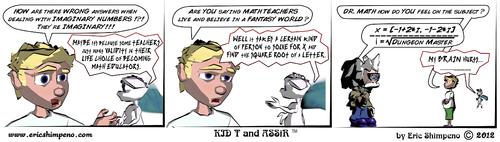 Cartoon: KID T and ASSiR - page 8 - iMATH (medium) by ericshimpeno tagged kid,assir,eric,shimpeno,cinema,4d,comic,strip,sketch,toon,algebra,imaginary,numbers,math,teachers,education,dr