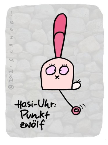 Cartoon: Hasi 25 (medium) by schwoe tagged hasi,hase,uhr,uhrzeit,highnoon,mittag