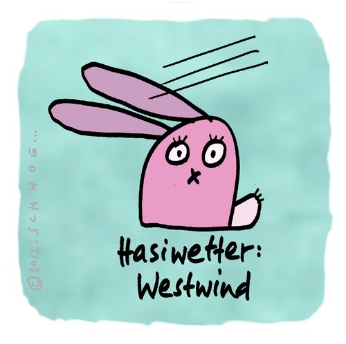 Cartoon: Hasi 2 (medium) by schwoe tagged hase,ohren,augen,rosa,wind,wetter