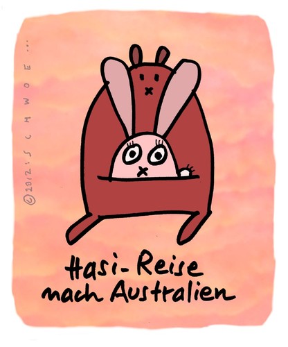Cartoon: Hasi 4 (medium) by schwoe tagged hase,australien,känguruh,reise
