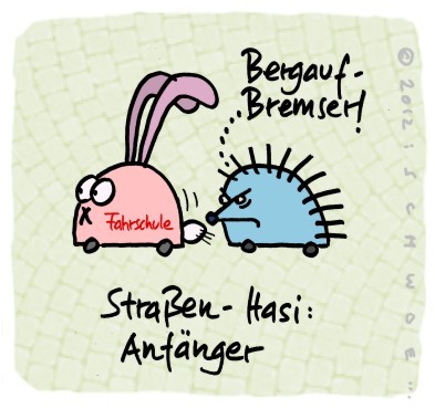 Cartoon: Hasi 58 (medium) by schwoe tagged hasi,hase,straße,fahrschule,ärger,rowdi,angst,vorsicht,anfänger