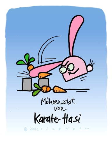 Cartoon: Hasi 88 (medium) by schwoe tagged hasi,hase,karate,schlag,möhre,möhrensalat,kampfsport