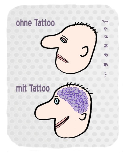 Cartoon: HirnTattoo (medium) by schwoe tagged tattoo,tätowierung,hirn,denken,mode