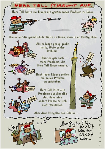 Cartoon: Tells Traum (medium) by schwoe tagged tell,schweiz,terror,islamismus,minarette,traum