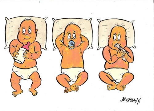 Cartoon: there is no future for someone! (medium) by bilgehananil tagged pistol,future,baby,babies,tabanca,gelecek,bebek,biberon,emzik