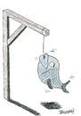 Cartoon: is fishing a punishment? (small) by bilgehananil tagged fish,death,hanging,fishing,idam,daragaci,ballik