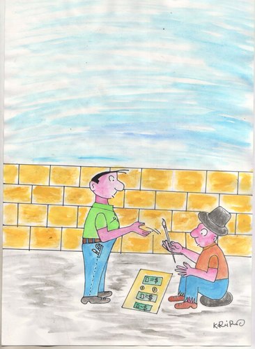Cartoon: artist giveing brasuh (medium) by indianinkcartoon tagged 0000