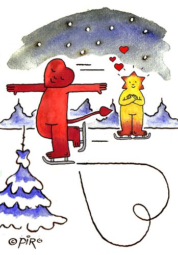 Cartoon: Eisläufer (medium) by piro tagged ice,skating