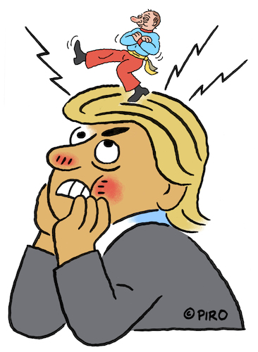 Cartoon: The Headache (medium) by piro tagged trump,putin,headache,politics
