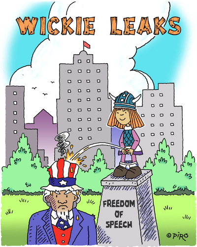 Cartoon: Wickie Leaks (medium) by piro tagged wikileaks,assange,internet,cyber,attack