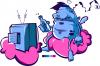 Cartoon: engel (small) by bkopf tagged bkopf,engel,angel,lazy,pink,blue,tv