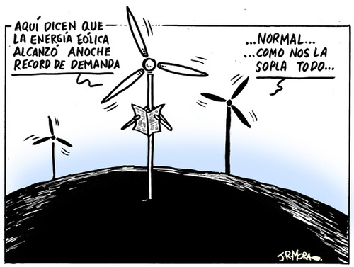 Cartoon: Energia eolica consumo (medium) by jrmora tagged energia,gasto,eolica,viento