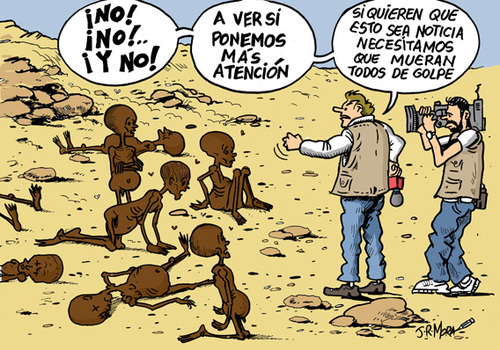 Cartoon: Prensa y catastrofes (medium) by jrmora tagged hambre,prensa,noticias,sensacionalismo,solidaridad,africa,asia