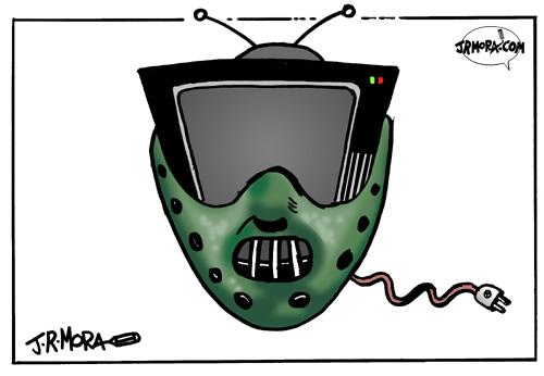 Cartoon: Tv panic (medium) by jrmora tagged violence,tv,television,
