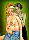 Cartoon: Forbidden Love (small) by BenHeine tagged aura,bisexual,duality,femmes,hatred,hold,homosexual,love,malicious,melissa,farrell,minificus,poem,pregnant,smile,torn,crave,women,benheine,heine,tender,hold,caress,