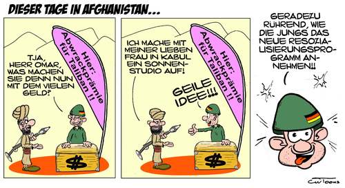 Cartoon: Neulich in Afghanistan... (medium) by cwtoons tagged afghanistan,taliban,hindukusch,bundeswehr,abwrackprämie
