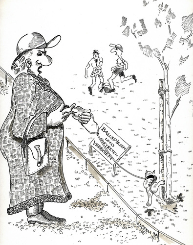 Cartoon: Wollt ihr wohl vom Rasen gehen ! (medium) by kocki tagged kinder,tier,oma,rasen
