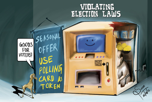 Cartoon: SL Election Violation (medium) by suren8 tagged lanka,sri