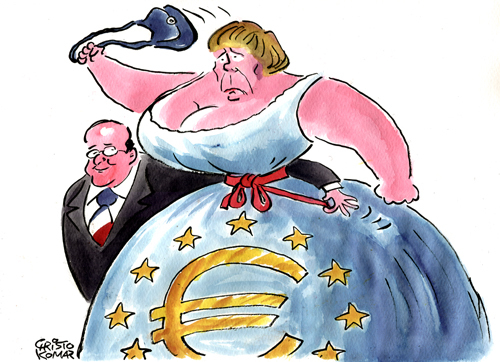 Cartoon: Hollande - Merkel (medium) by Christo Komarnitski tagged hollande,merkel,france,germany,euro