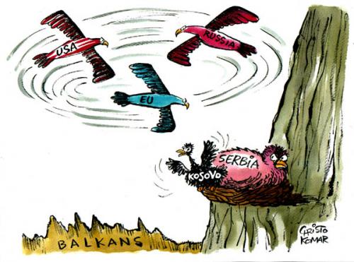 Cartoon: Kosovo declares independence (medium) by Christo Komarnitski tagged politics,cartoon,