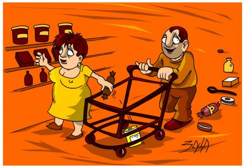 Cartoon: economy shopping (medium) by bacsa tagged economy,shopping
