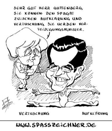Cartoon: Guttenberg beherrscht den Spagat (medium) by Clemens tagged karikatur,guttenberg,verteidigungsminister