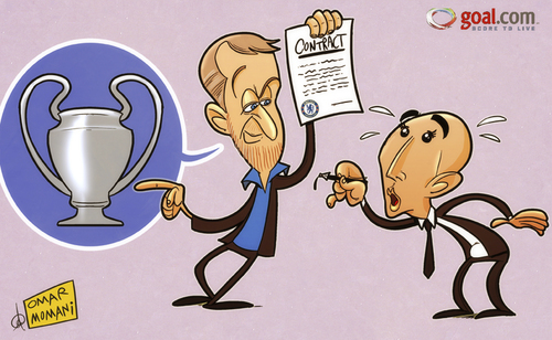 Cartoon: Beat Barcelona then well talk (medium) by omomani tagged abramovich,champions,league,chelsea,di,matteo,england,premier