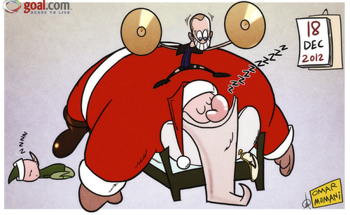Cartoon: Christmas comes early 4 Sneijder (medium) by omomani tagged christmas,elve,inter,milan,santa,claus,sneijder