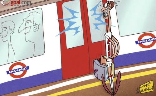 Cartoon: Doors close on England for Rio (medium) by omomani tagged england,underground,rio,ferdinand