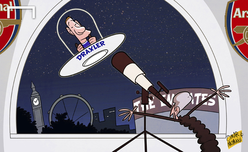 Cartoon: Draxler sightings like UFOs (medium) by omomani tagged julian,arsenal,wenger,schalke,draxler
