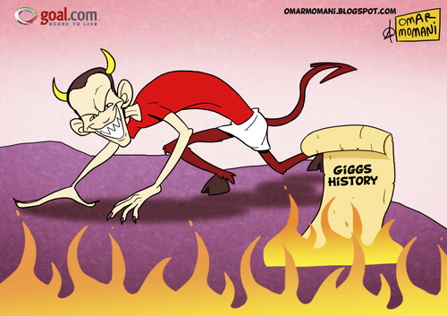 Cartoon: Giggs History (medium) by omomani tagged giggs,devil,manchester,united,wales,england,soccer,football
