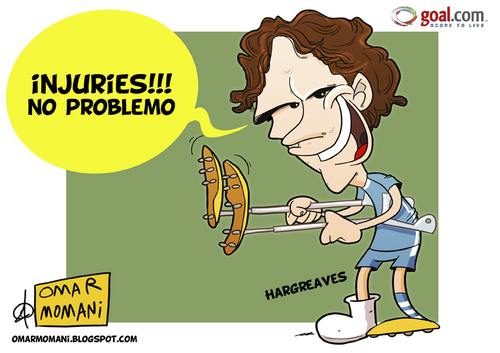 Cartoon: Hargreaves is back (medium) by omomani tagged england,hargreaves,manchester,city,premier,league