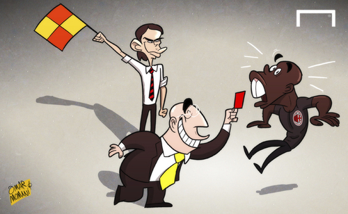 Cartoon: Inzaghi edges out Seedorf (medium) by omomani tagged ac,milan,clarence,seedorf,filippo,inzaghi,galliani