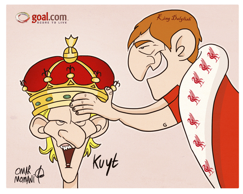 Cartoon: King Kuyt (medium) by omomani tagged kuyt,dalglish,manchester,united,liverpool