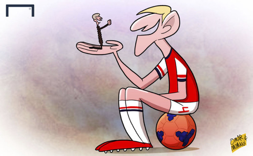 Cartoon: Mertesacker the BFG (medium) by omomani tagged arsenal,fa,cup,per,mertesacker,wenger