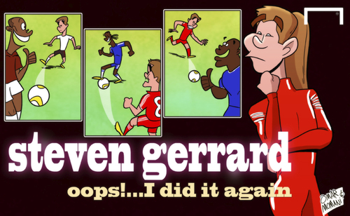 Cartoon: Oops! I did it again Gerrard (medium) by omomani tagged arsenal,chelsea,demba,ba,drogba,henry,liverpool,premier,league,steven,gerrard