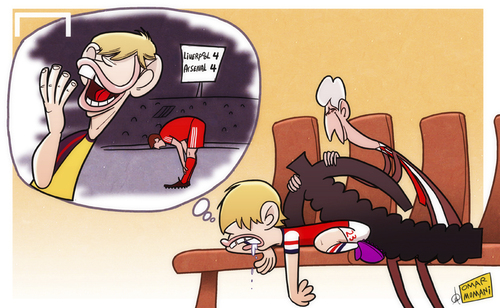 Cartoon: Outcast Arshavin (medium) by omomani tagged arsenal,arshavin,liverpool,premier,league,wenger